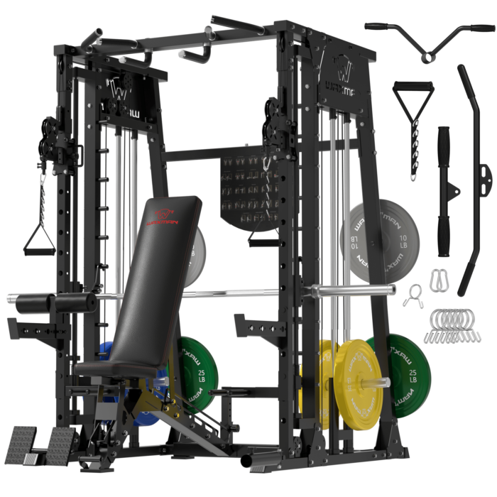 Official Waxman image of Smith machine and cable crossover package SKU WAX-SM-001-CP